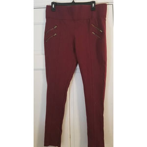 Ci Sono Burgundy Mid Rise Skinny Leg Moto Style Crop Dress Pants Size 3X